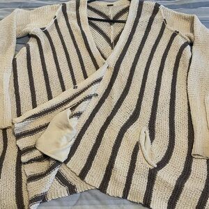 EUC/Free People Striped Cream and Brown Women's Sweater